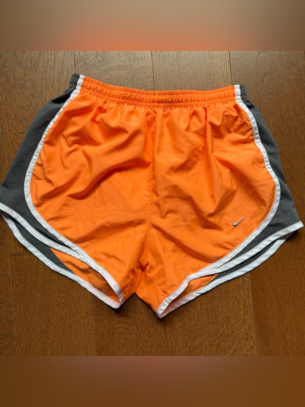 Nike Women’s Orange Athletic Shorts with Gray Panels